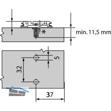 BLUM CLIP Kreuzmontageplatte, EXPANDO, HV: Exzenter, Distanz 3 mm