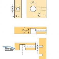 HETTICH RASTEX 15 Exzenter ohne Abdeckrand, Bohr 15, Plattenst. 19