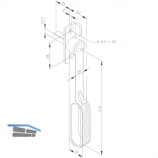 Schlaufenhebel fr Tortreibriegel, 240 mm, VK 12 x 34 mm, Stahl verzinkt