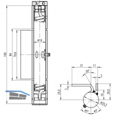 Federband dreiteilig, 25,3 x 160 mm, Stahl blank