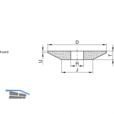 TYROLIT Schleifscheibe konisch Form 3 gerade Edelkorund 150 x 8 x 20 mm Korn 60