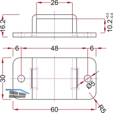 Stangenschlaufe zu Falttortreibriegel, Stange 25 X 10 mm, Stahl verzinkt