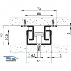 FULTERER FR 505 T Trblatt-Zeigewandauszug, Lnge 995 mm, KB schwarz