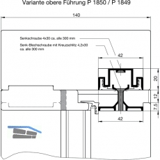 GU-937/934 HS Fhrungsschienen-Set oben P1850, L=5000 mm, silber eloxiert