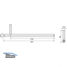 Garderobenstange Mut Breite 251 mm, Hhe 60 mm, Edelstahl fein geschliffen
