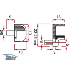 Glasbodentrger Alfa Stop zum Stecken, Bohr  5 mm, vernickelt