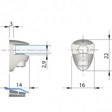 Glasbodentrger Cobra zum Anschrauben, Glas 5-6 mm, vernickelt, VPE 100 ST