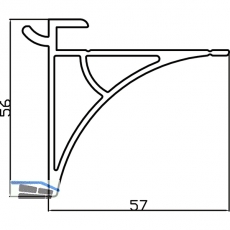 Wall Sys Glastablartrger W12, Lnge 50 mm, Aluminium natur eloxiert