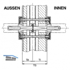 Drckerstift geteilt, 120 mm, VK abgesetzt von 9 auf 8 mm, ungeprft
