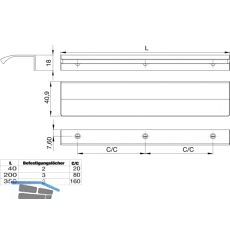 Griffleiste Edge Straight LA 20 mm, Lnge 40 mm, Aluminium Edelstahl Effekt