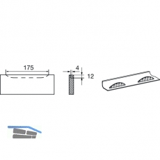 Griffleiste Chairon zum Einnuten, Lnge 360 mm, ZN vernickelt feingeschliffen