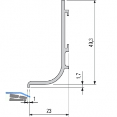 Griffmulde Aktor L-Profil horizontal, L 5000 mm, H 49 mm, Alu wei RAL 9010