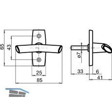 GRUNDMANN Triebolive FAVORIT 1026 - VK 7 x 35 mm, Ros. 25 x 65 mm, Alu poliert