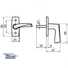 GRUNDMANN Fenstergriff FAVORIT 1004 - sichtbar geschraubt, 7x35, Alu poliert