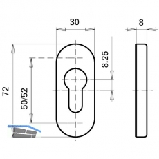 GRUNDMANN Blindrosette GEOS 30 x 72 x 8 mm, silber eloxiert