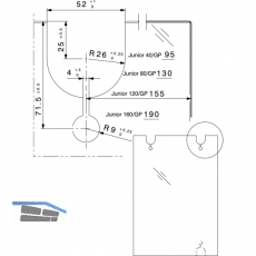 Beschlagset HAWA-Junior 80/GP o. Laufschiene, f. ESG/VSG 8 - 12 mm