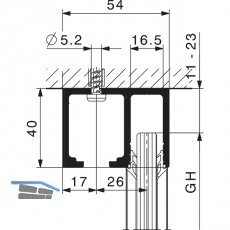 Laufschienenset HAWA-Junior 80 Festverglasung, 2500 mm, Alu farblos eloxiert