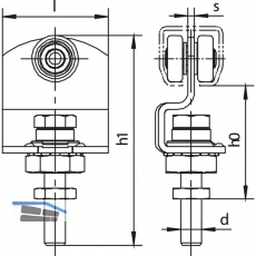 Rollapparat HELM 385 einpaarig mit Drehlager, Stahl gelb passiviert