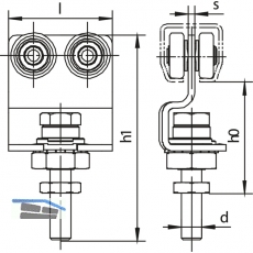 Rollapparat HELM 586 zweipaarig mit Drehlager, Stahl gelb passiviert