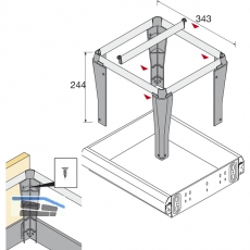 HETTICH SYSTEMA TOP 2000 Hngerahmen, 350 x 244 x 350 mm, Alu- Finish