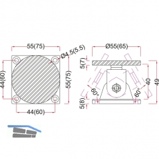 Haftmagnet-Gegenplatte, Gr. 05, schwenkbar, Platte 55 x 55 mm, Stahl verzinkt