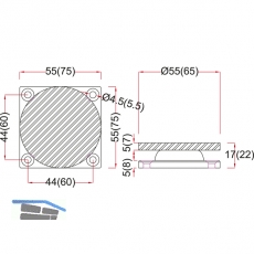 Haftmagnet-Gegenplatte, Gr. 06, beweglich, Platte 75 x 75 mm, Stahl verzinkt