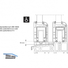 HAUTAU ATRIUM HS 300 Laufschiene Nr. 24 TT2, H=5 mm, L=6500 mm, silber eloxiert