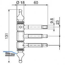 Einbohr-Zierband 3-teilig, m. Aushngesicherung,  18 mm, Stahl vermessingt