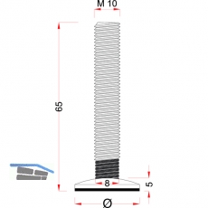Hhenverstellschr. mit angefrsten 4-Kant, 60, M10x60, Edelstahl geb./FE verzi.