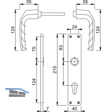 HOPPE Drckergt. BIRMINGHAM - auf LS WC, TS37 - 42, silber eloxiert