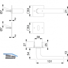 HOPPE Drckergt. DALLAS - auf Flachrosetten WC, TS35 - 45, Edelstahl matt