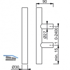 HOPPE Stangengriff E5011 - 1600/1200mm, Edst. matt