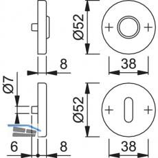 HOPPE Zylinderrosette PZ,  52, Hhe 9, EdSt.matt