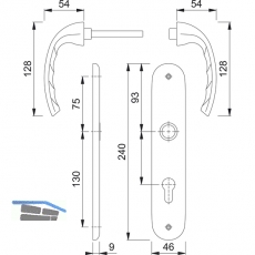 HOPPE Drckergt. TOKYO - auf LS PZ88, TS37 - 42, silber eloxiert