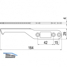 IMH-ABS Mitnehmerhaken SF, 164 x 29 x 4 mm, universal, DIN, schwarz verzinkt