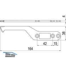 IMH-ABS Mitnehmerhaken SF, 164 x 29 x 4 mm, universal, DIN, schwarz verzinkt