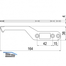 IMH-ABS Mitnehmerhaken SF, 164 x 38 x 4 mm, universal, DIN, schwarz verzinkt