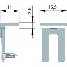 Oberteil zu Glasbodentrger KUBIC mit Gummiauflage transparent