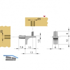 Steckbodentrger K-LINE - 2 Zapfen, Bohr  5 mm, Zamak vernickelt