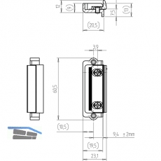 Schlieteil f. Bolzenverrieg. zu AS 2300 Falz 4 mm, Stulp 16 mm, verzinkt silber