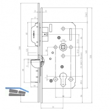 Magnetfallenschloss KFV 116 1/2, BB 72 mm, Stulp rund 235 x 18 x 3 mm, Edelstahl