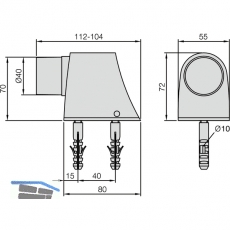 KWS Bodentrpuffer - Platte 55 x 80 mm, Hhe 70mm, Aluminium silberfrbig