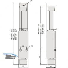 Trfeststeller Hub 60 mm, 35 x 225 mm, Aluminium dunkelbronze eloxiert
