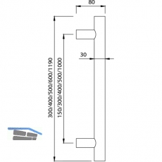 KWS Stangengriff 8179 - 1190mm, LA. 1000mm,  30mm, Edst. matt