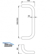 KWS Stangengriff Serie 84 - Bgel, 380mm, LA. 350mm,  30mm, Edst.