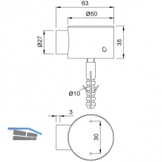 KWS Bodentrpuffer -  50 mm, Hhe 35 mm, Edelstahl matt