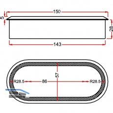 Kabeldurchgang oval, Holz, 57 x 143 mm, Buche roh