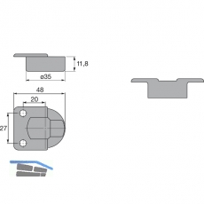 HETTICH MARKANT Klappenscharnier 7.1, zum Schrauben, Bandtopf 35, Stahl vern.