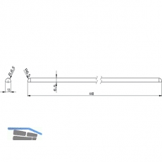 Kofferablage Schutzleiste sekbstklebend, L448 mm, Zinkdruckguss Edelstahl Effekt