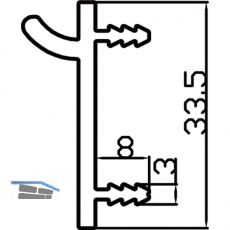 Wall Sys Tablar-/Korpustrger 34 mm, zum Einhngen, Aluminium natur eloxiert